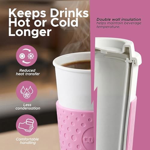Bubble gum pink insulated travel mug 16 oz — photo 3
