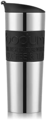 Black stainless steel insulated travel mug