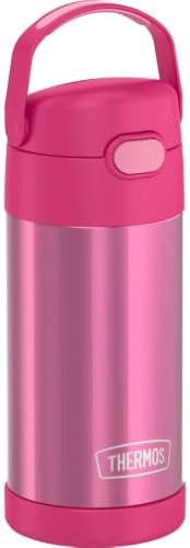 Pink stainless straw water bottle 12oz