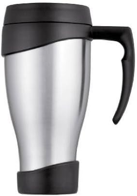 Black stainless travel mug with locking lid