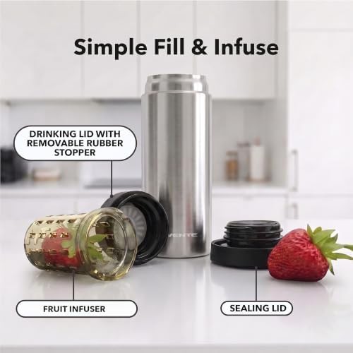 Silver Insulated Travel Mug with Tea Infuser — photo 5
