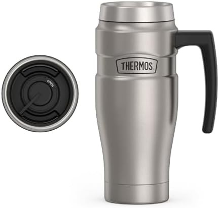 Matte steel King travel mug with handle 16oz