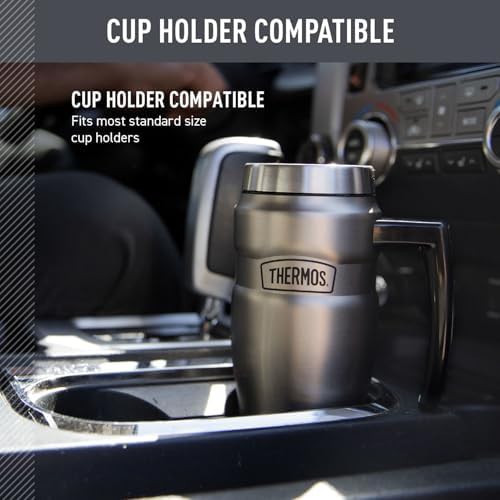 Matte steel King travel mug with handle 16oz — photo 3