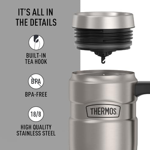 Matte steel King travel mug with handle 16oz — photo 4