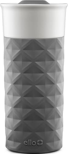 Gray ceramic travel mug with silicone boot 16 oz