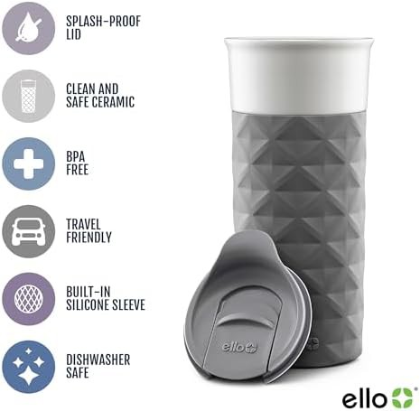 Gray ceramic travel mug with silicone boot 16 oz — photo 3