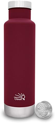 Burgundy Stainless Steel Tea Bottle with Strainer — photo 2