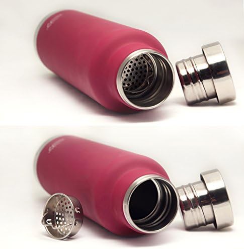 Burgundy Stainless Steel Tea Bottle with Strainer — photo 5
