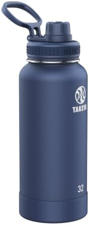 Midnight blue insulated water bottle with spout lid