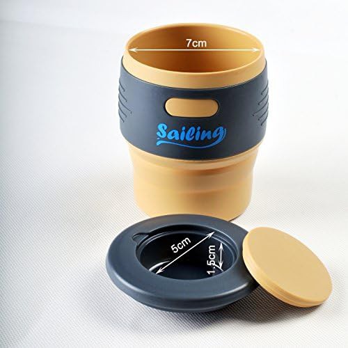 Collapsible silicone travel cup in khaki 12 oz — photo 5
