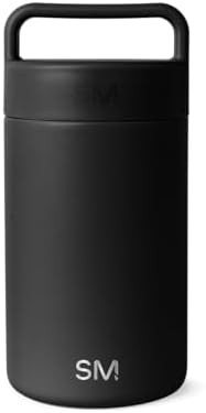 Black insulated food jar with handle 16 oz