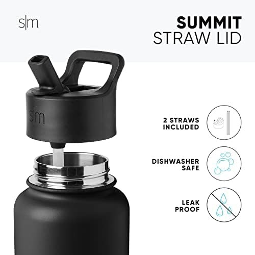 Black insulated water bottle with straw 22 oz — photo 3