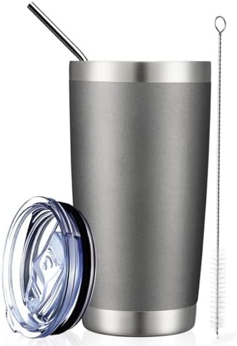 Cold grey insulated stainless travel mug