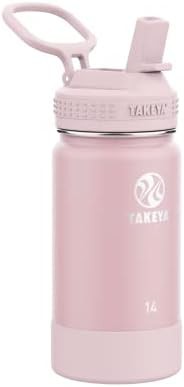 Blush pink kids insulated straw bottle
