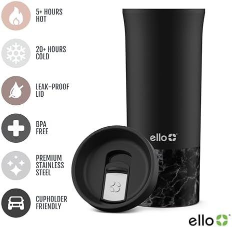 Black insulated stainless travel mug 16 oz — photo 3