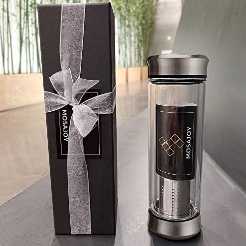 Black Cylindrical Glass Travel Tea Mug