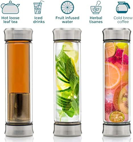Black Cylindrical Glass Travel Tea Mug — photo 3