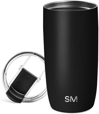 Black travel coffee mug with straw lid 16 oz