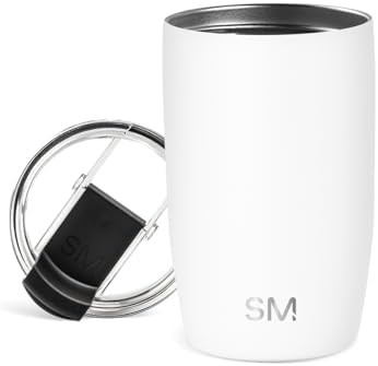 White travel coffee mug with flip lid 12 oz