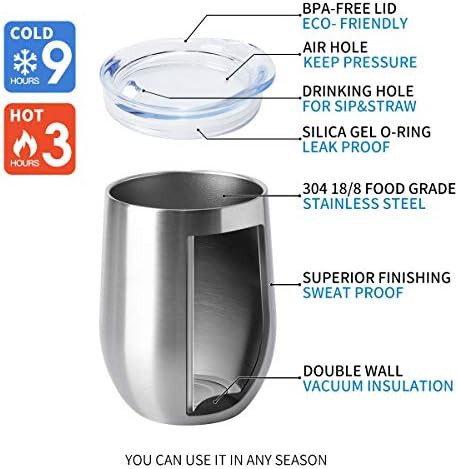 Stainless steel travel wine tumbler 12 oz — photo 5