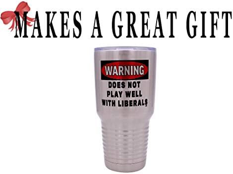 Funny liberals warning 30 oz travel tumbler — photo 4