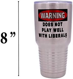 Funny liberals warning 30 oz travel tumbler — photo 5