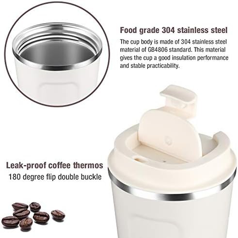 Matte white vacuum insulated coffee travel mug — photo 3