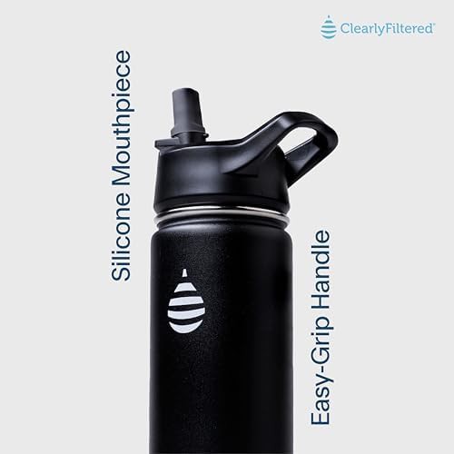 Black filtered stainless steel water bottle — photo 4