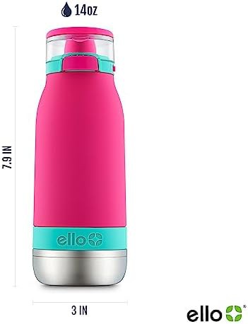 Tropical pink kids stainless straw bottle 14 oz — photo 4