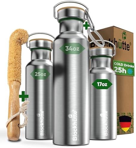 Compact Vacuum Insulated Metal Flask 17 oz