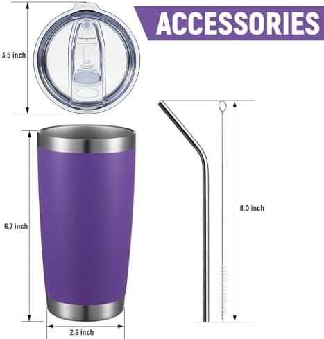 Purple insulated travel mug with straw — photo 3