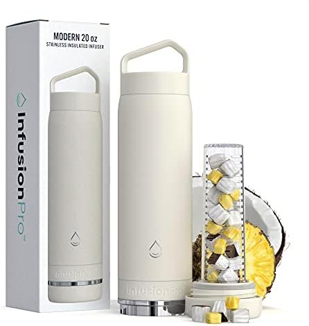 Rose gold vacuum insulated infuser bottle