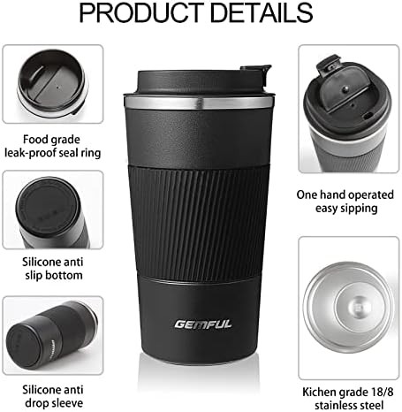 Black and white 17 oz travel coffee mug 2 pack — photo 5