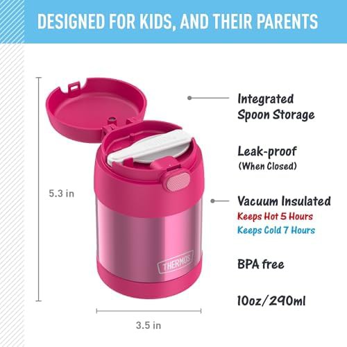 Pink kids food jar with spoon 10oz — photo 3