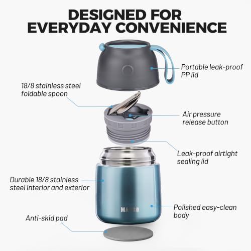Lightblue thermal food container with spoon — photo 4