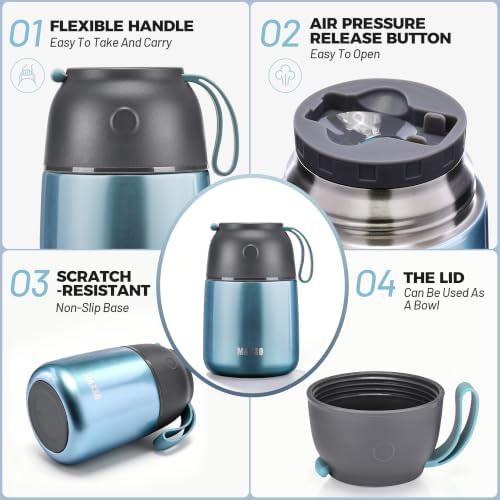 Lightblue thermal food container with spoon — photo 5