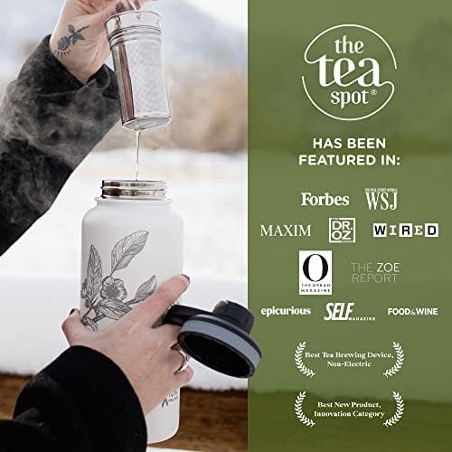 White etched tea tumbler with infuser — photo 5