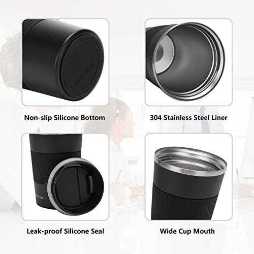 Black 12oz insulated travel coffee mug — photo 3