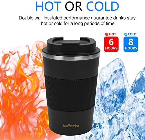 Black 12oz insulated travel coffee mug — photo 4