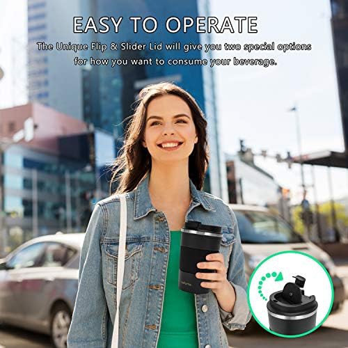 Black 12oz insulated travel coffee mug — photo 5