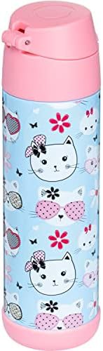 Kids insulated water bottle with kitty print — photo 3