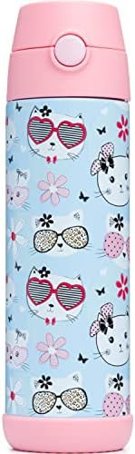 Kids insulated water bottle with kitty print — photo 4