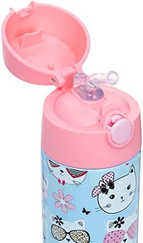 Kids insulated water bottle with kitty print — photo 5