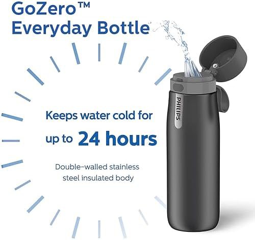 Black 18.6 oz Filtered Stainless Steel Bottle — photo 5