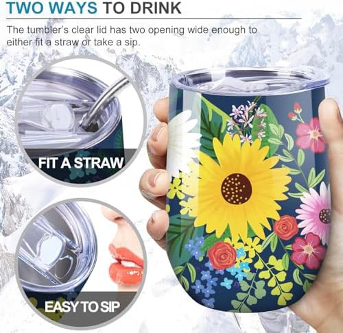 Daisy Pattern Insulated Tumbler with Straw Lid — photo 4