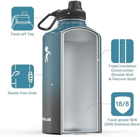 One Gallon Green Stainless Steel Bottle — photo 3