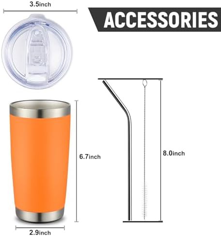 Orange powder coated insulated tumbler set — photo 3