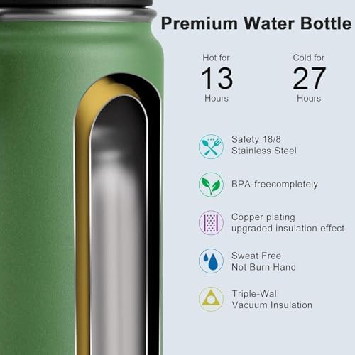Grass green 12oz water bottle with spout lid — photo 4