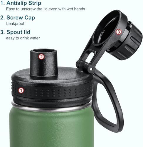 Grass green 12oz water bottle with spout lid — photo 5