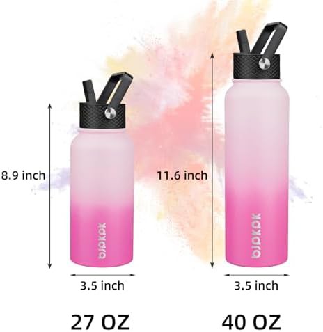 40oz Insulated Water Bottle with Straw Lid stainless — photo 4